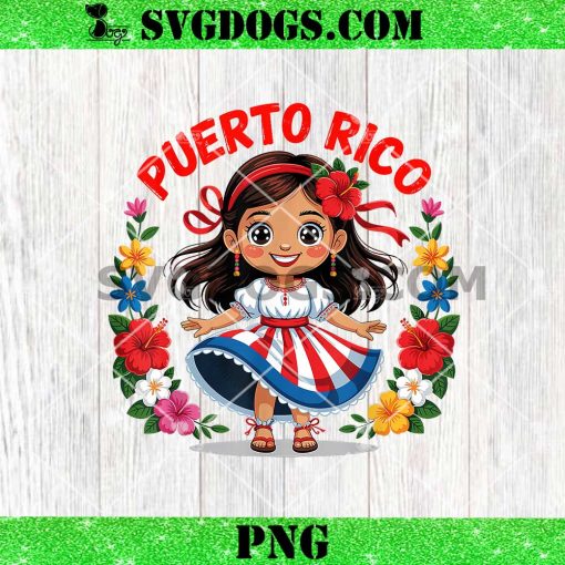 Puerto Rican Girl Culture Pride PNG, Cute Girl Traditional Dress PNG